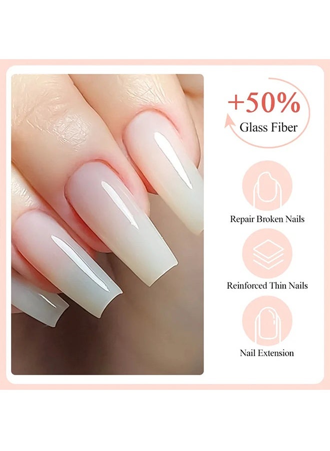 XEIJAYI Fiberglass UV Extension Gel Clear Glass Fiber Nail Repair Gel Polish for Broken Damaged Nails Strengthener Gel Base Coat Transparent Building Glass Extension Gelpolish Soak Off UV LED Curing Requires Salon Home 8g - Image 5